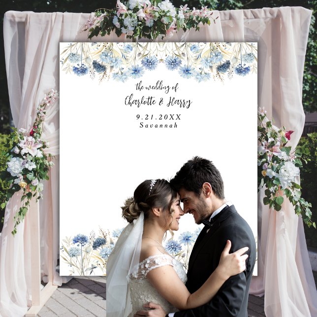 Tenture Fleurs bleues rousses modernes Mariage arrière-pla (Créateur téléchargé)