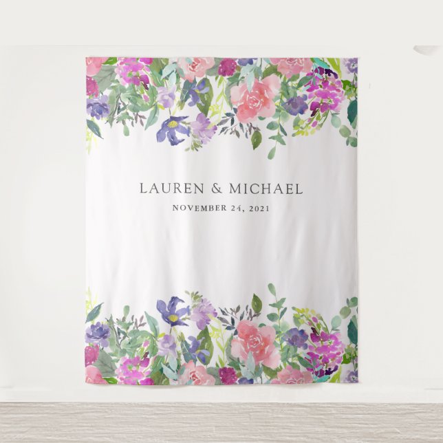 Tenture Fleurs colorées | Accessoire de Photobooth (Devant)