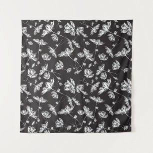 Tenture Fleurs cosmos blanches : motif isolé.