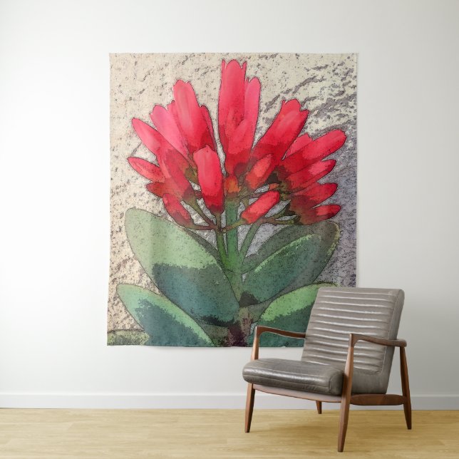 Tenture Fleurs d'âge rouge (En situation)