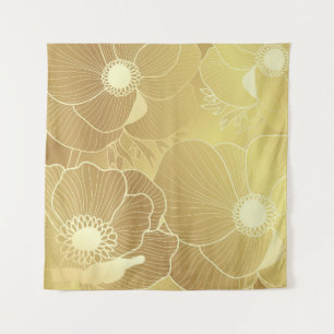 Tenture Fleurs d'anémone dorées : fond vintage de luxe.