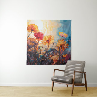 Tenture Fleurs dans la peinture d'aquarelle du soleil du m