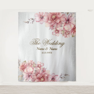 Tenture Fleurs d'aquarelle rose fêtards Parties scintillan