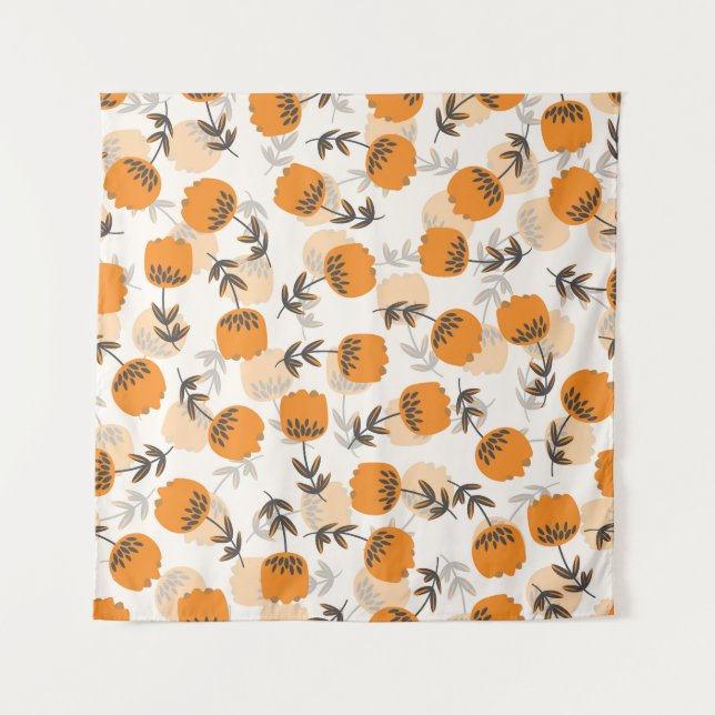 Tenture Fleurs d'art populaire style scandinave (Devant)