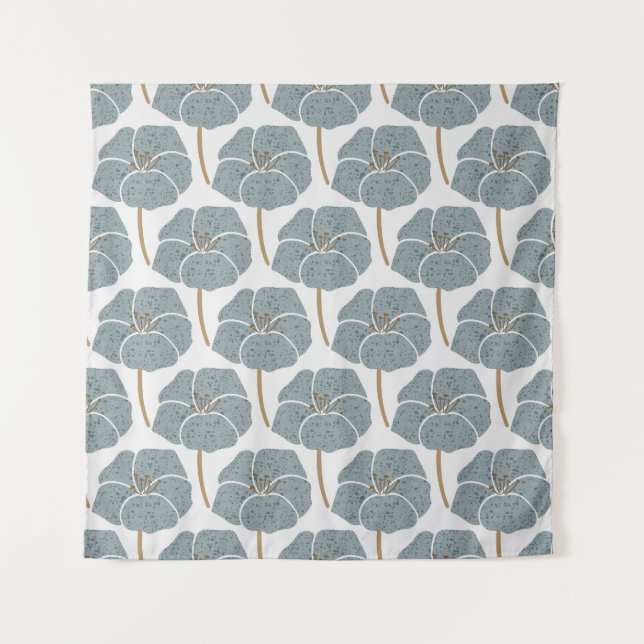 Tenture Fleurs de Géranium Bleu Motif romantique. (Devant)