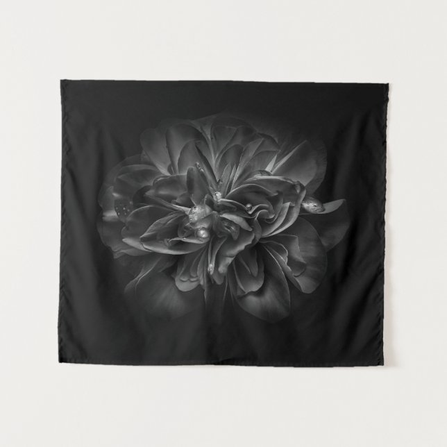 Tenture Fleurs De jardin En Noir Et Blanc 67 (Devant (Horizontal))