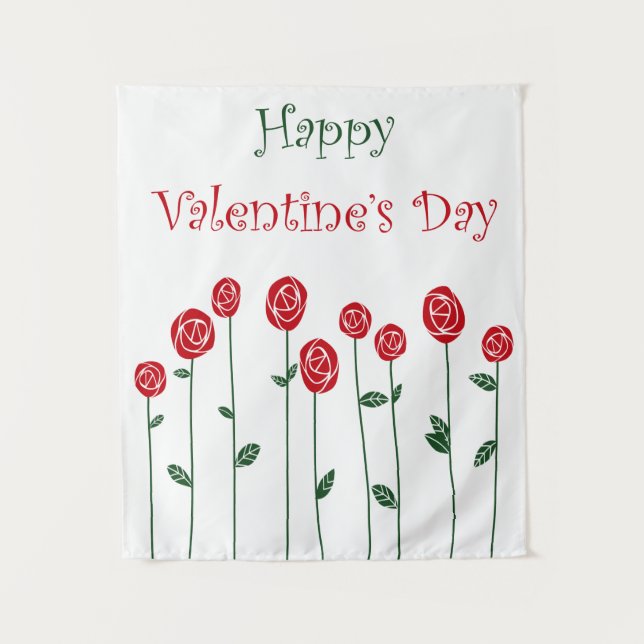 Tenture Fleurs de la Saint-Valentin Roses Autruche Amour R (Devant)
