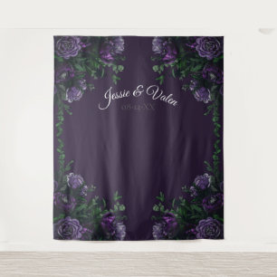 Tenture Fleurs de mariage élégantes gothiques violet foncé