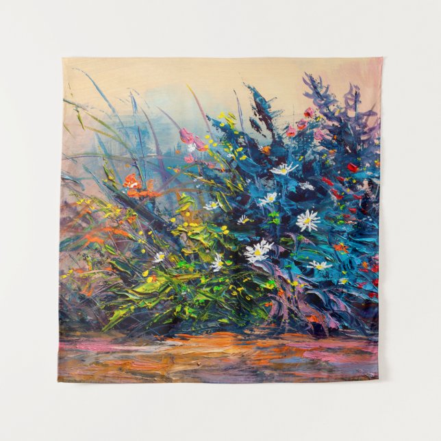 Tenture Fleurs de peinture à l'huile, fleur de maïs, margu (Devant)