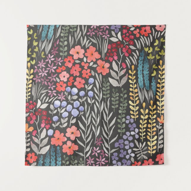 Tenture Fleurs de prairie : Aquarelle Florale sans joint (Devant)