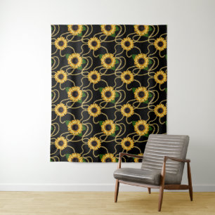 Tenture Fleurs de soleil jaunes élégantes Motif élégant su