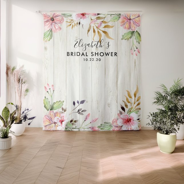 Tenture Fleurs de toile de fond de photo de douche de mari (Créateur téléchargé)