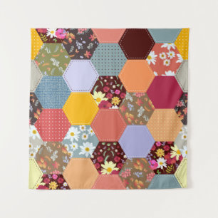 Tenture Fleurs d'hexagone colorées Design de revêtement
