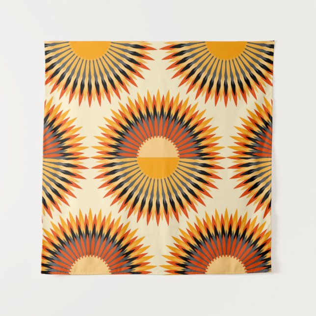 Tenture Fleurs d'ivoire orange Étoiles Motif (Devant)