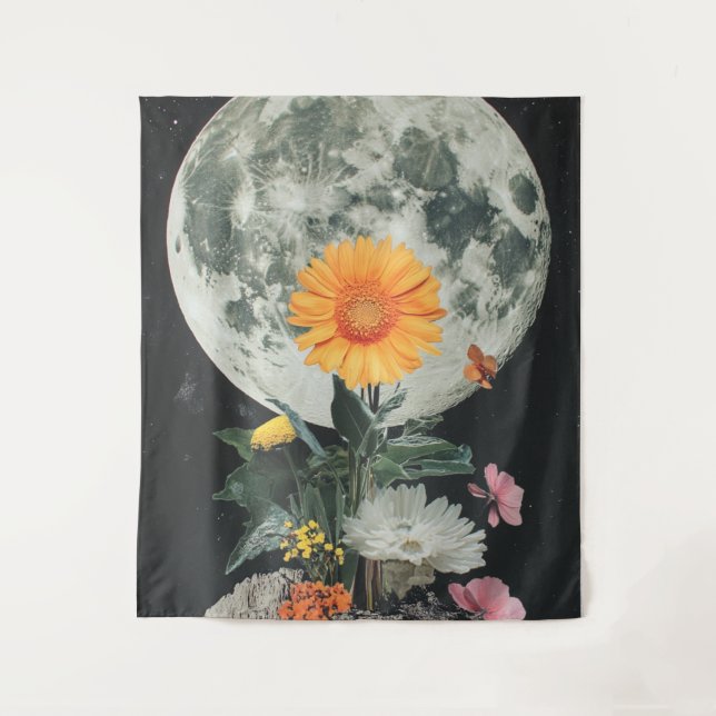 Tenture Fleurs éclairées par la lune sur charme rustique ( (Devant)