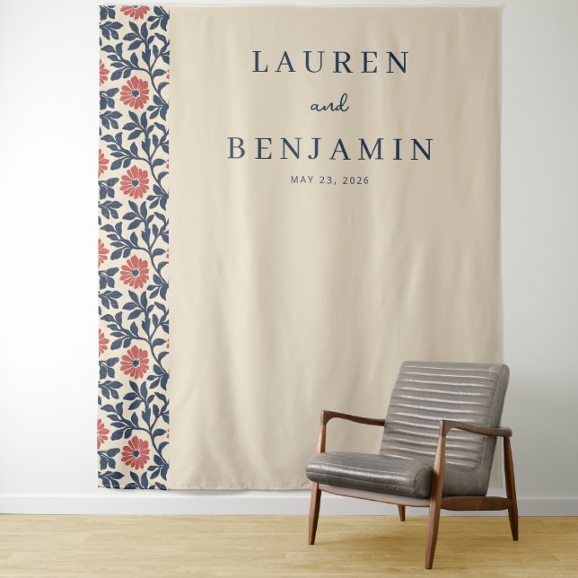 Tenture Fleurs Élégantes Beige (En situation)