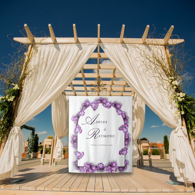 Tenture Fleurs Élégantes Modernes Arc Floral Blanc Lilas V (Créateur téléchargé)