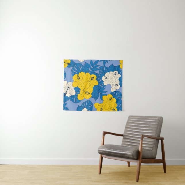 Tenture Fleurs et feuilles d'Hibiscus   (En situation (horizontale))