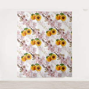Tenture Fleurs et fruits d'abricot.