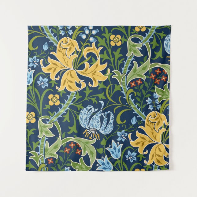 Tenture Fleurs florales : Vert foncé Vintage (Devant)