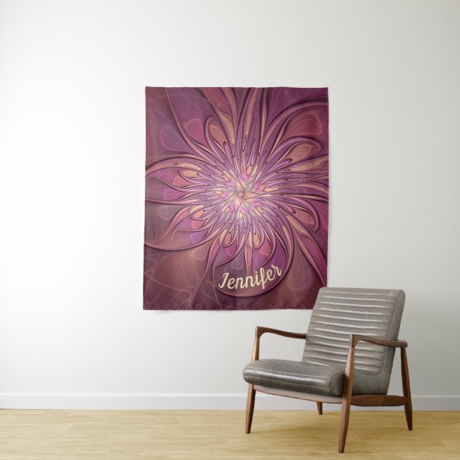 Tenture Fleurs fractales modernes abstraites Nom Couleurs  (En situation)