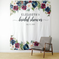Fleurs Mariage Naval Bleu Bourgogne Aquarelle