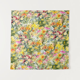 Tenture Fleurs Minuscules Champ : Aquarelle Lumineuse.