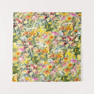 Tenture Fleurs Minuscules Champ : Aquarelle Lumineuse.