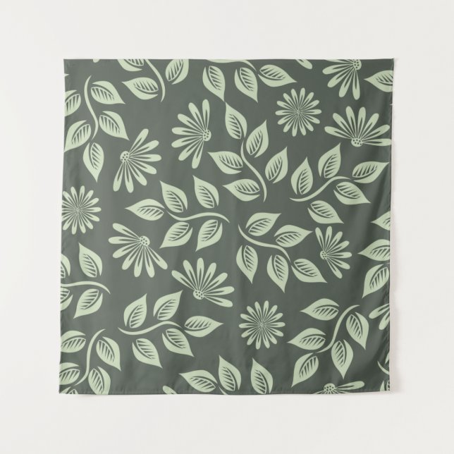 Tenture Fleurs motif vert printemps (Devant)
