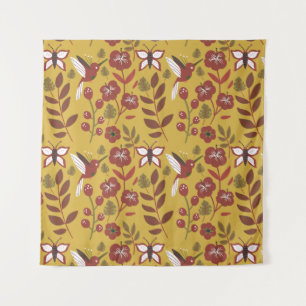 Tenture Fleurs motifs florales sans soudure, papillon, rou