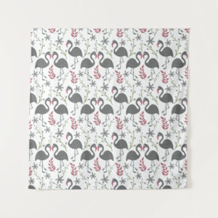 Tenture Fleurs motifs roses flamingo sans coutures, feuill