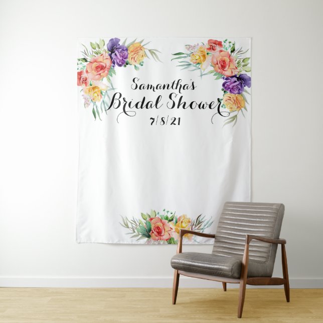 Tenture Fleurs pour la Mariée Toile de Fond Photobooth (En situation)
