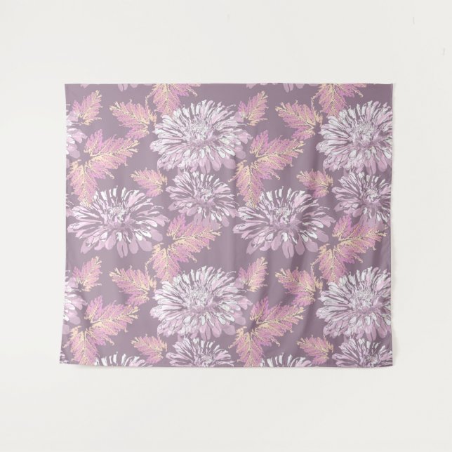 Tenture Fleurs roses, aquarelle, rétro (Devant (Horizontal))