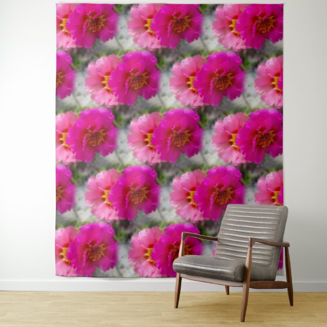 Tenture Fleurs roses au soleil (En situation)