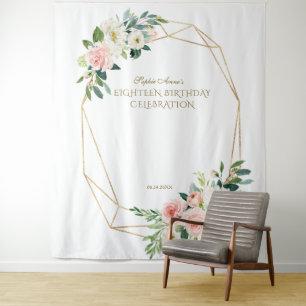 Tenture Fleurs roses dorées Prop pour Photobooth de Dix-Hu
