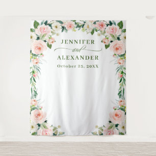 Tenture Fleurs Roses Élégantes de Mariage Bohème Toile de 