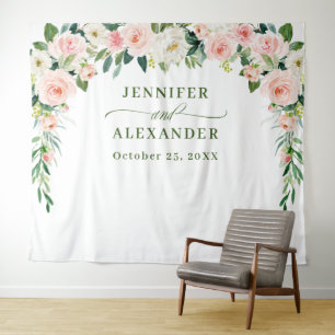 Tenture Fleurs Roses Élégantes Fond de Mariage Bohème