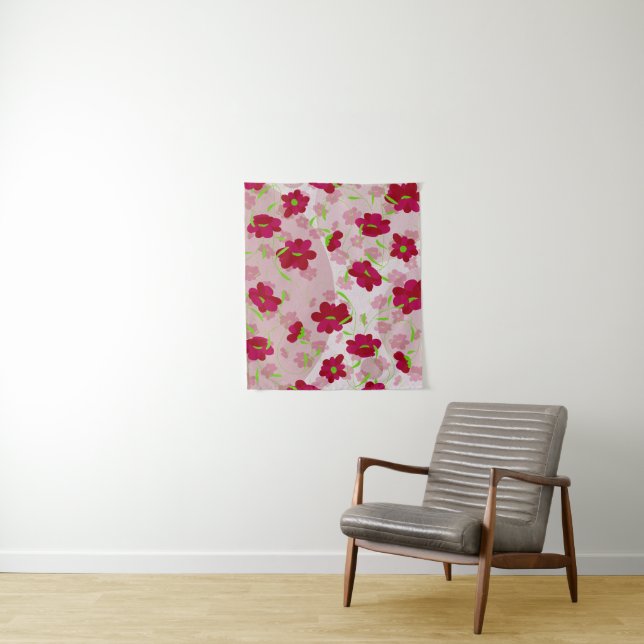 Tenture Fleurs roses et rouges - Floral (En situation)