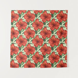 Tenture Fleurs rouges motifs à fleurs tropicales