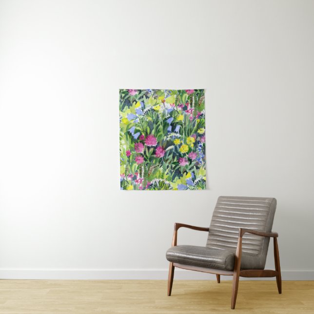 Tenture Fleurs sauvages aquarelle  (En situation)