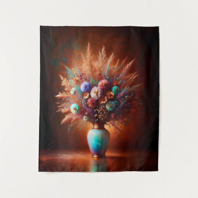 Tenture Fleurs sauvages contre le cuivre vieilli (Devant)