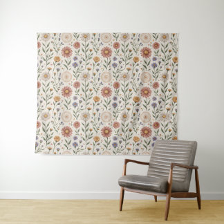 Tenture Fleurs sauvages dessinées à la main dans un patchw
