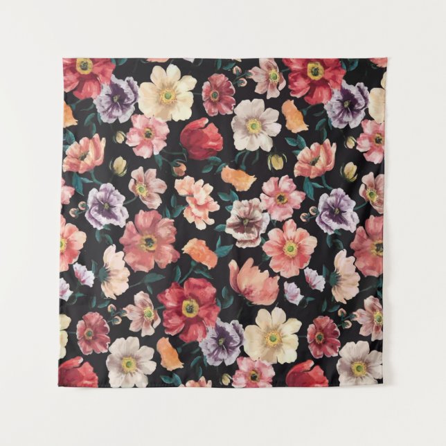 Tenture Fleurs solides abstraites en arrangement complet,  (Devant)
