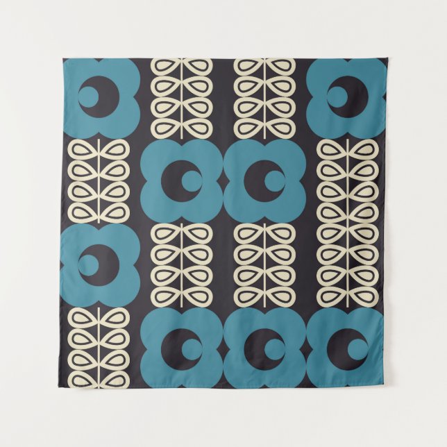 Tenture Fleurs stylisées : Vintage moderne géométrique. (Devant)
