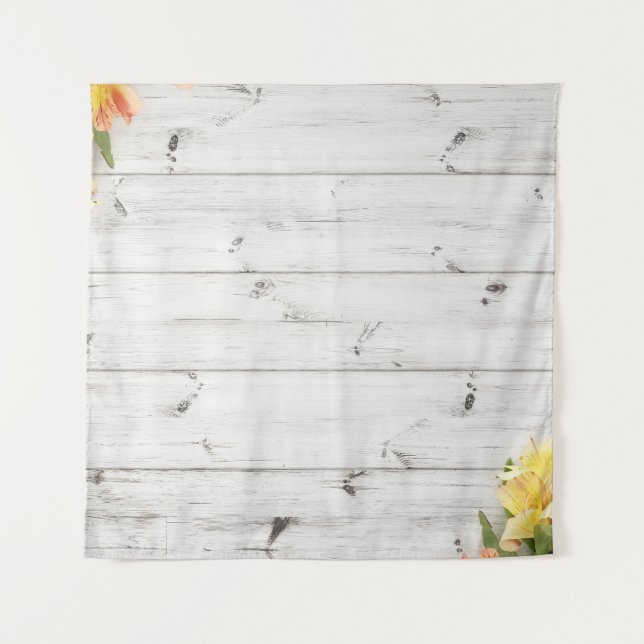 Tenture Fleurs sur planches en bois, arrière - plan. (Devant)