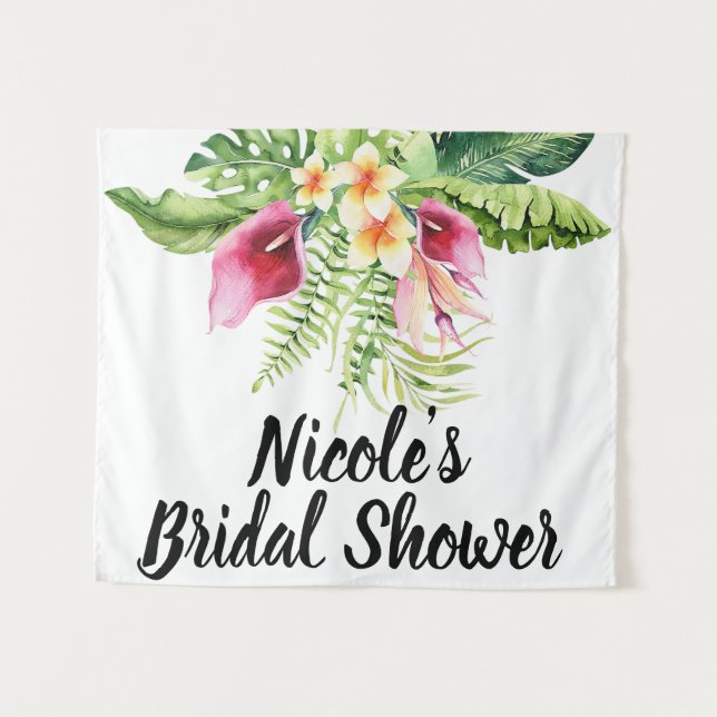 Tenture Fleurs Tropicales Bouquet Floral Shower de Mariée (Devant (Horizontal))