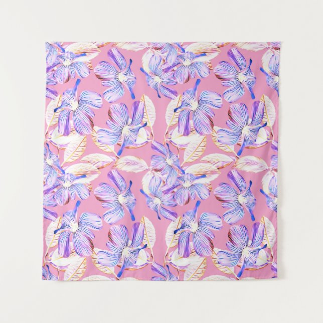 Tenture Fleurs violettes : Aquarelle Élégance Florale. (Devant)