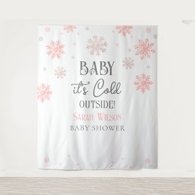 Tenture Flocons Bébé il fait froid dehors douche de bébé R (Devant)