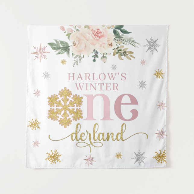 Tenture Floral de neige d'hiver ONEderland 1er Anniversair (Devant)