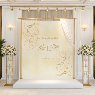 Tenture Floral doré mariage sur fond Arrière - plan crème